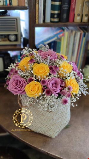 باکس گل گرد حصیری کد00158